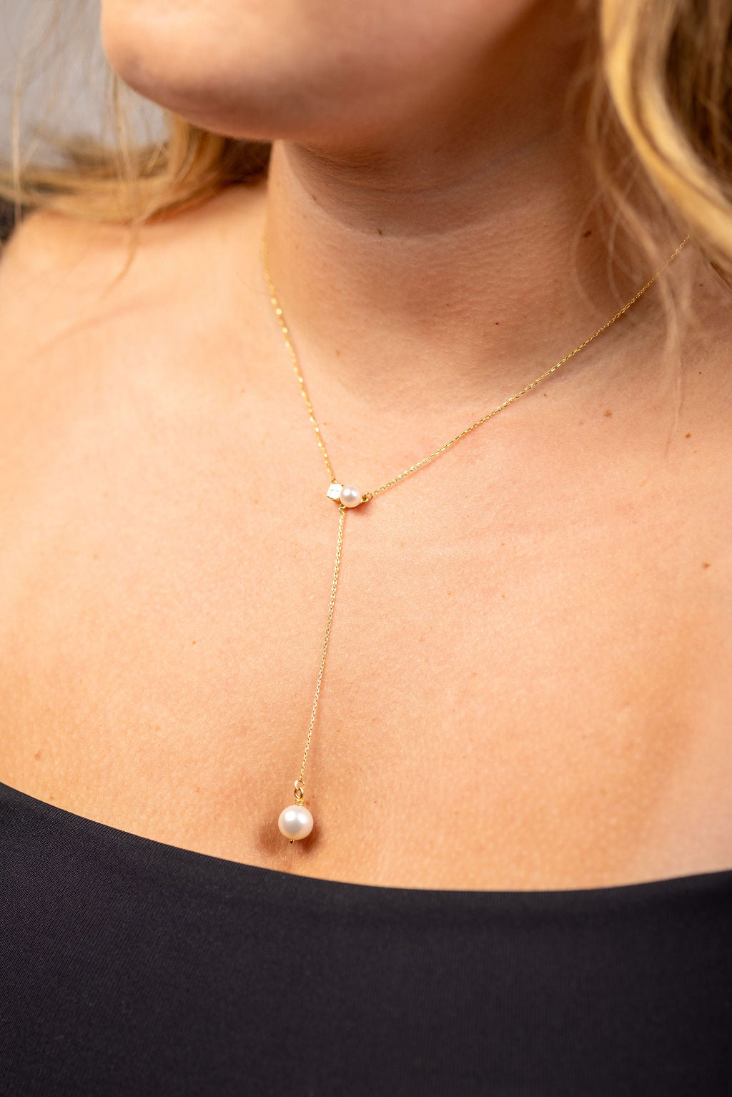 Juju Diamond & Pearl Drop Down Necklace